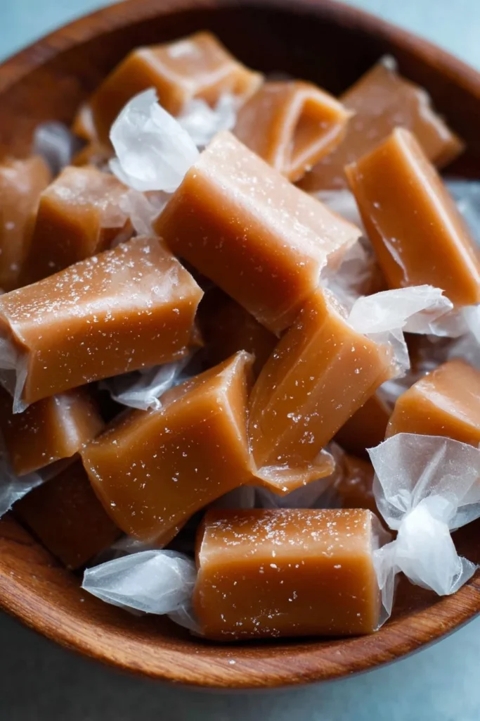 Delicious homemade caramels in a decorative tin