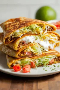 Delicious homemade Crunch Wrap Supreme with layers of flavor and texture.