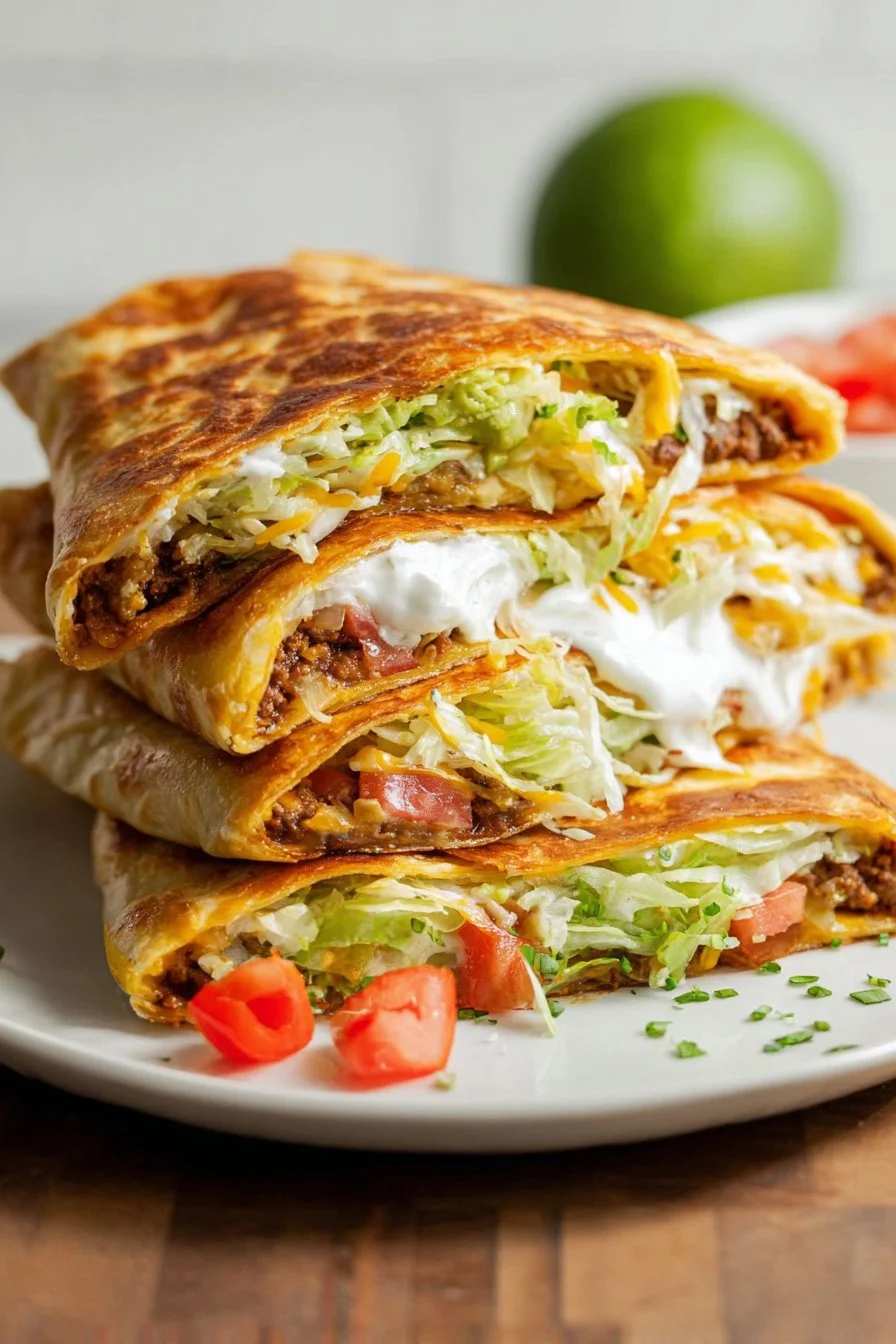 Delicious homemade Crunch Wrap Supreme with layers of flavor and texture.