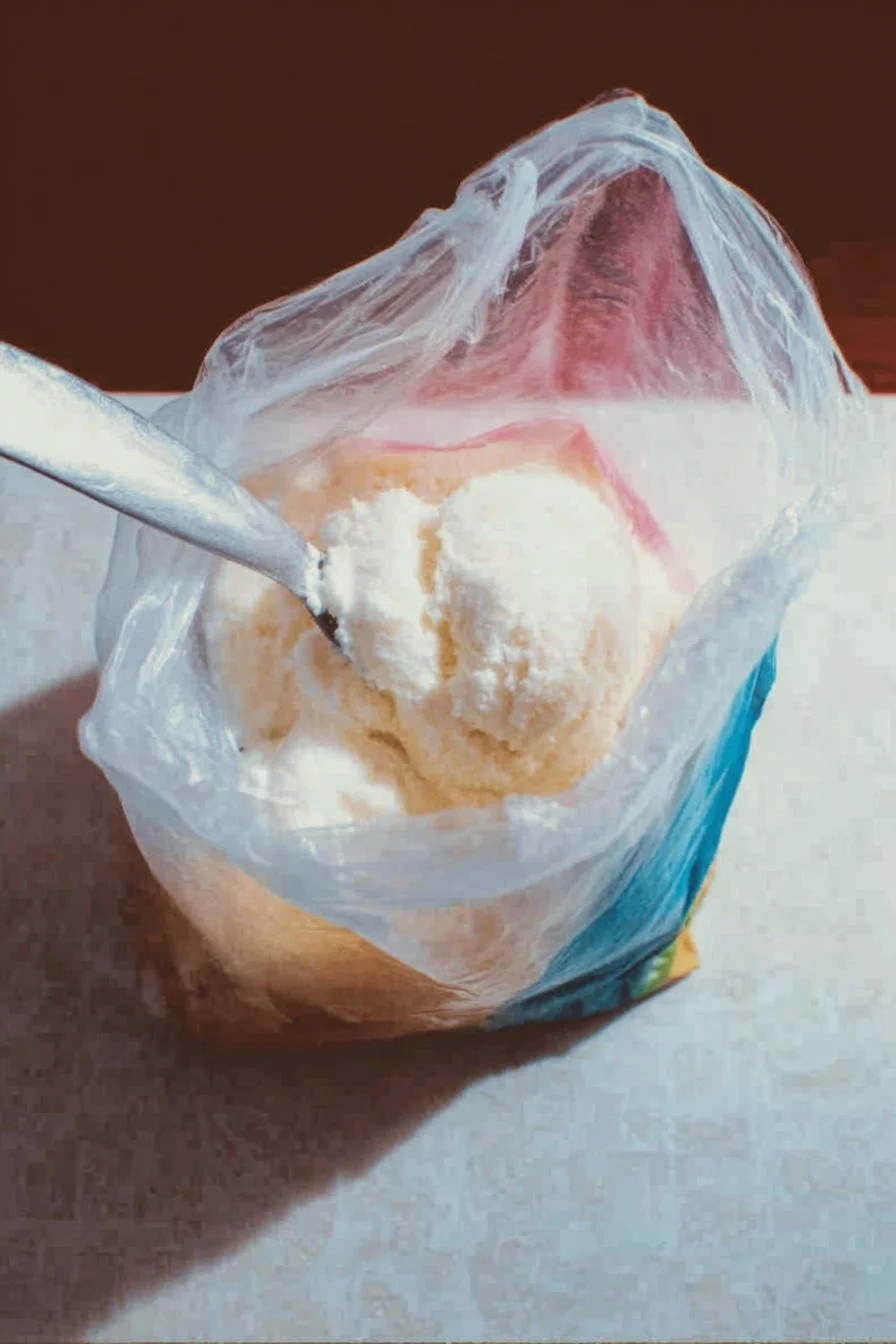 Homemade ice cream in a bag being enjoyed by kids and adults