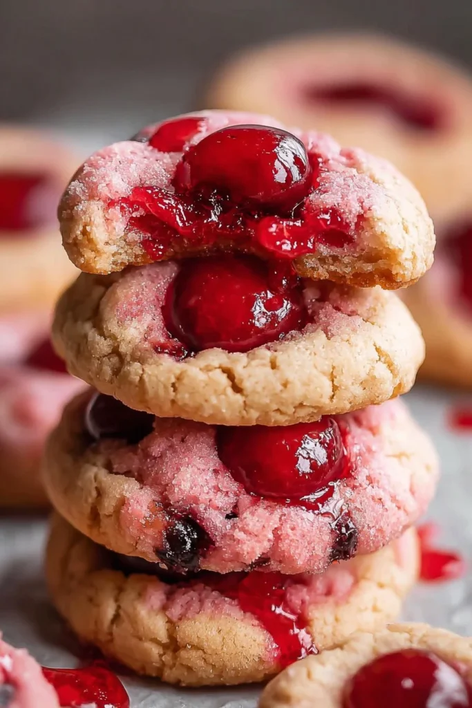Irresistible Maraschino Cherry Cookies 1 Delicious Maraschino Cherry Cookies on a plate, ready to enjoy.
