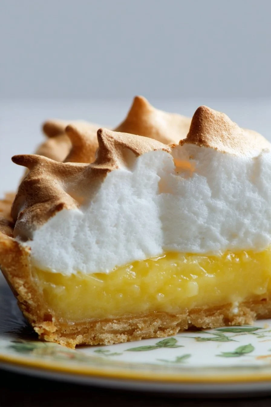Delicious lemon meringue pie with a golden topping and citrus filling