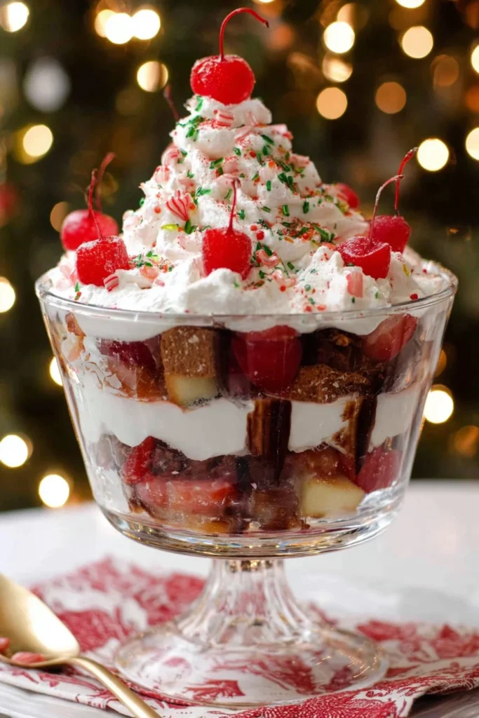 Festive Christmas Tree Trifle dessert featuring Little Debbie treats