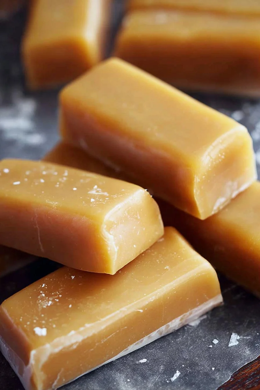 A bowl of homemade microwave caramels ready to enjoy.