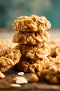Delicious peanut butter no bake cookies on a plate