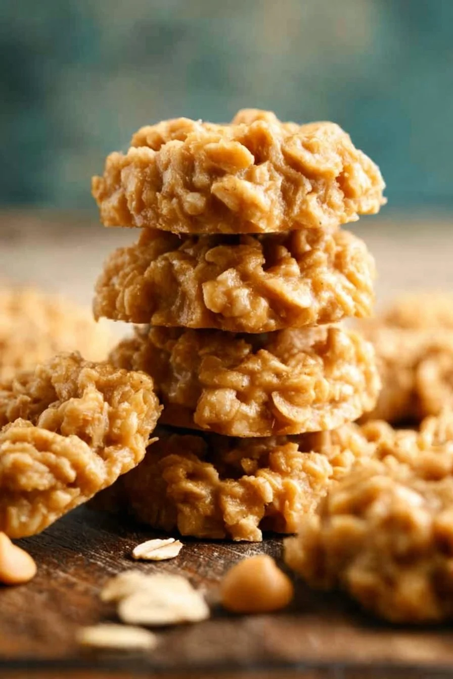 Delicious peanut butter no bake cookies on a plate