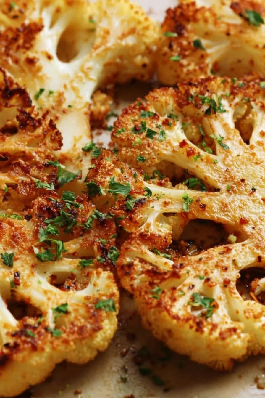 Delicious roasted cauliflower steaks seasoned and grilled to perfection