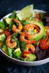 Delicious Shrimp and Avocado Salad in a bowl.