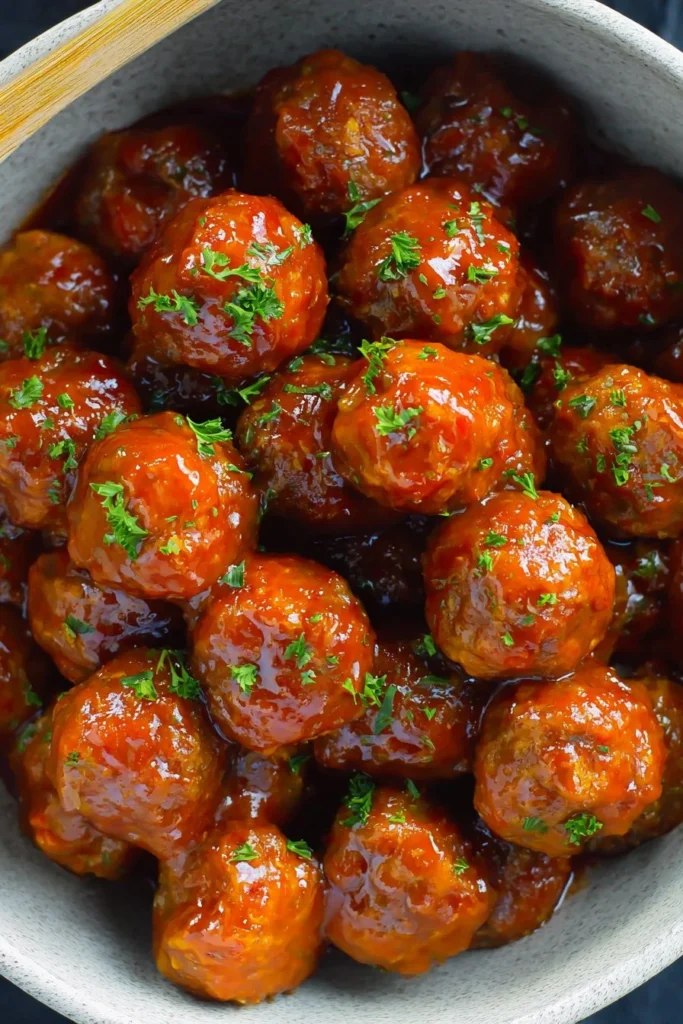 Delicious slow cooker honey buffalo meatballs served on a platter