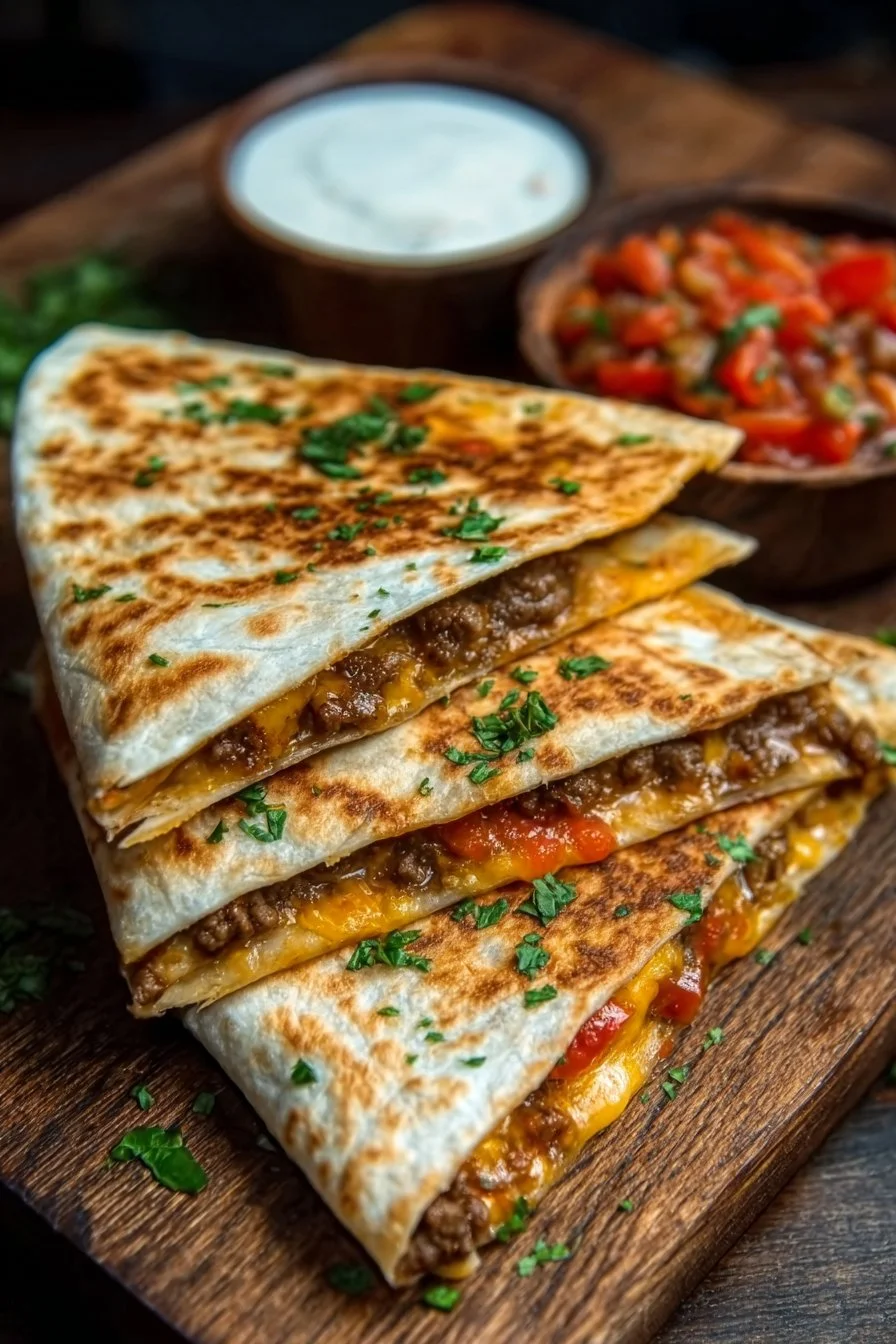 Delicious Smashburger Quesadillas filled with cheese and savory ingredients