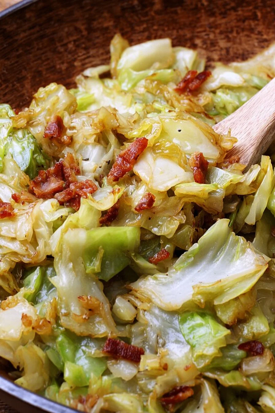 Delicious Southern Fried Cabbage served in a skillet