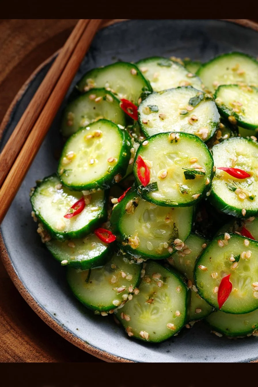 Delicious Spicy Asian Cucumber Salad with fresh ingredients and vibrant flavors