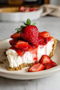 Delicious Strawberry Cream Cheese Pie with fresh strawberries and cream cheese filling