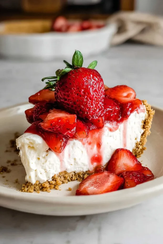 Delicious Strawberry Cream Cheese Pie with fresh strawberries and cream cheese filling