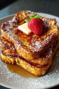 Delicious 3 Minute Air Fryer French Toast topped with syrup and berries.