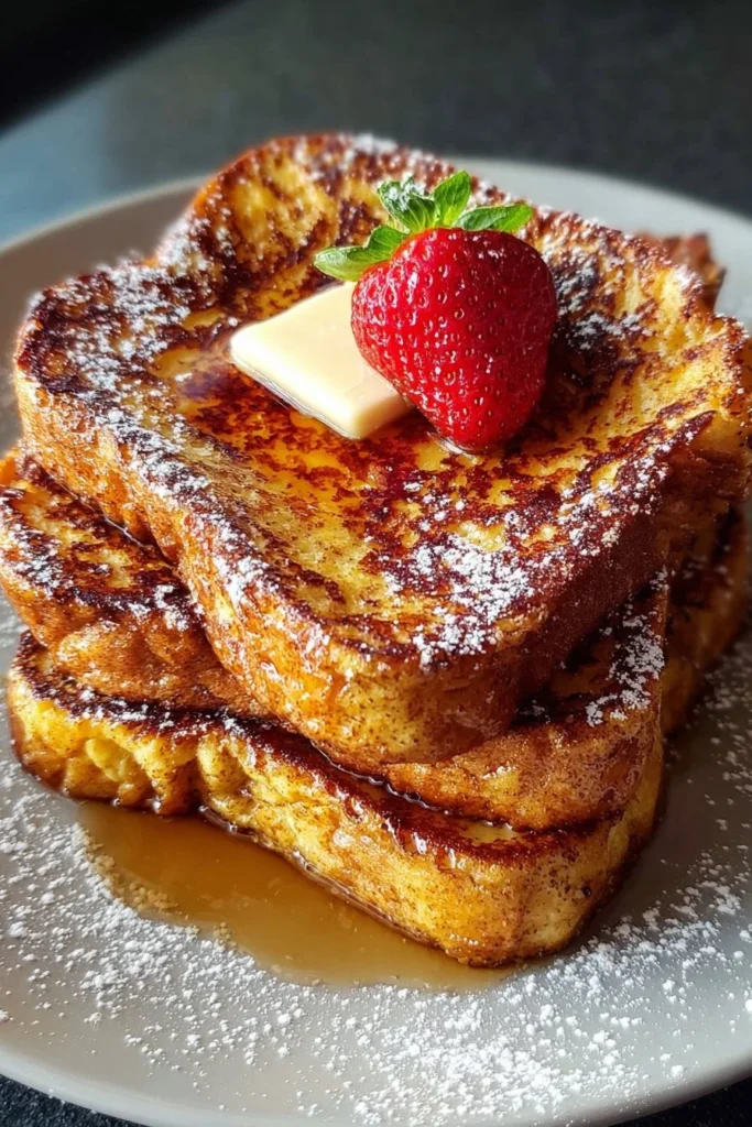 Delicious 3 Minute Air Fryer French Toast topped with syrup and berries.
