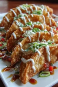 Applebee's Chicken Wonton Tacos with crispy chicken and fresh toppings