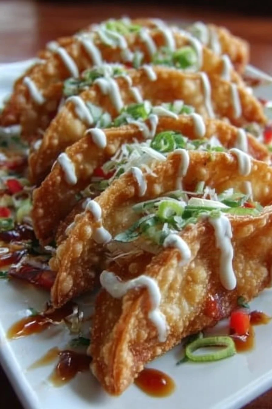 Applebee's Chicken Wonton Tacos with crispy chicken and fresh toppings