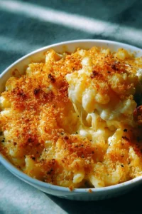 Delicious Baked Mac & Cheese with a crispy topping fresh out of the oven