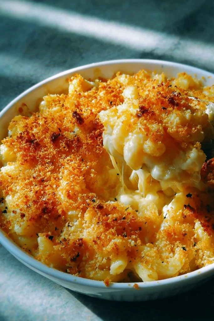 Delicious Baked Mac & Cheese with a crispy topping fresh out of the oven