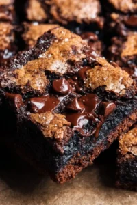 Layered chocolate chip cookie brownies showcasing gooey chocolate and cookie texture.