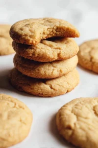Plate of easy 3 ingredient brown sugar cookies fresh out of the oven