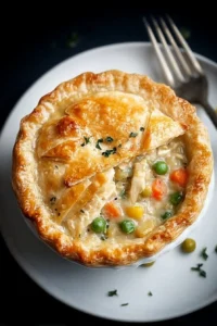 Delicious easy chicken pot pie with a flaky crust and savory filling.