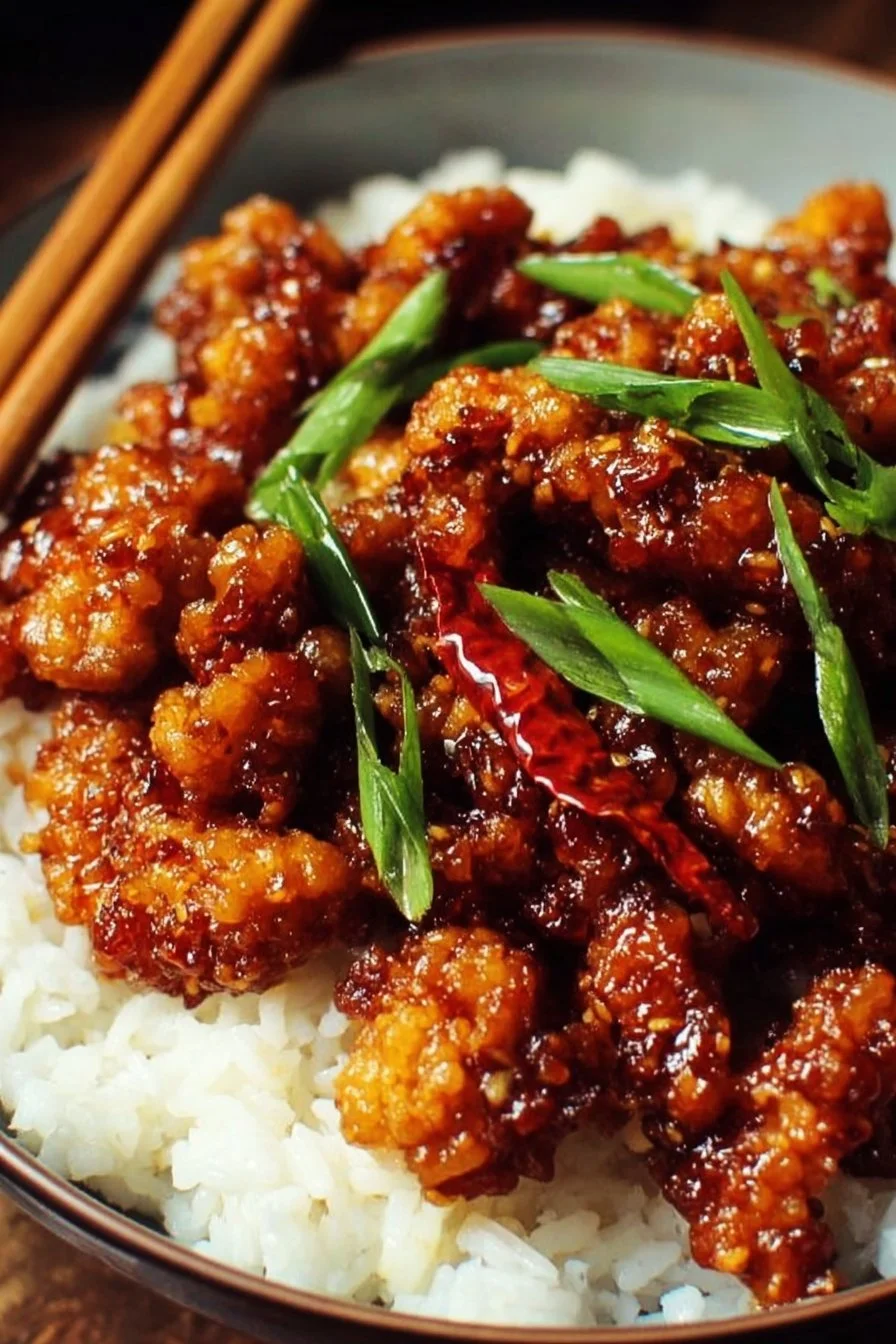 Plate of spicy dragon chicken, a quick Indo-Chinese dish with vibrant colors.