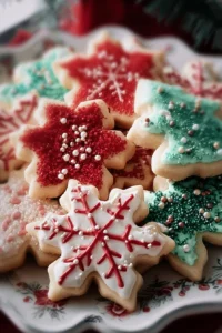 Melt-in-your-mouth Christmas sugar cookies decorated for the holidays