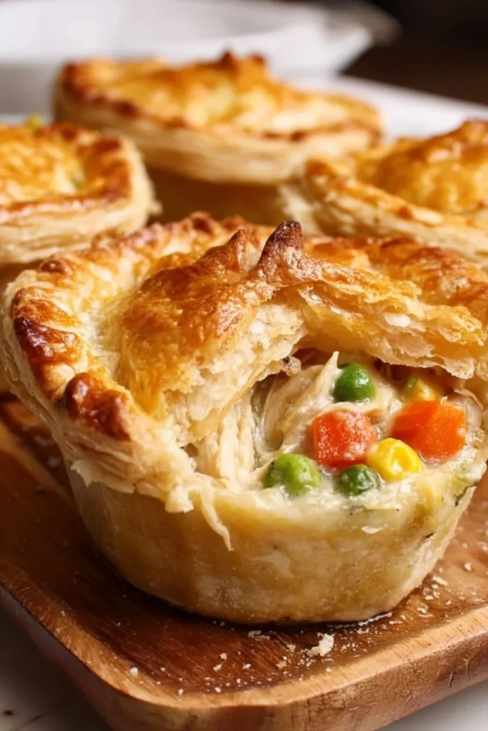 Delicious mini chicken pot pies served in individual ramekins.