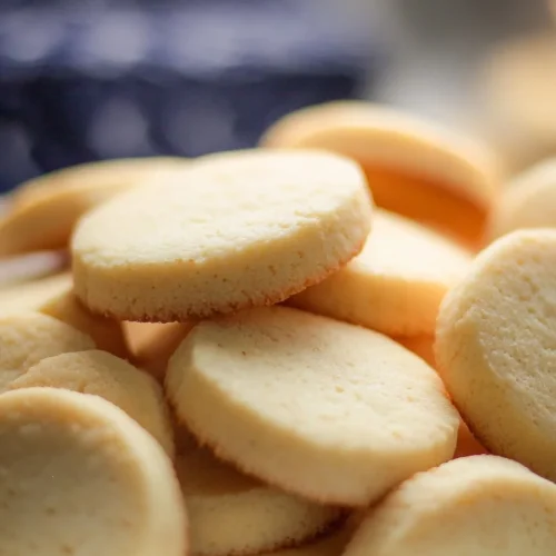 Baked perfect shortbread cookies on a cooling rack.