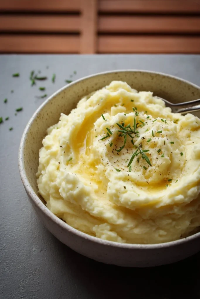 Delicious simple creamy mashed potatoes served in a bowl