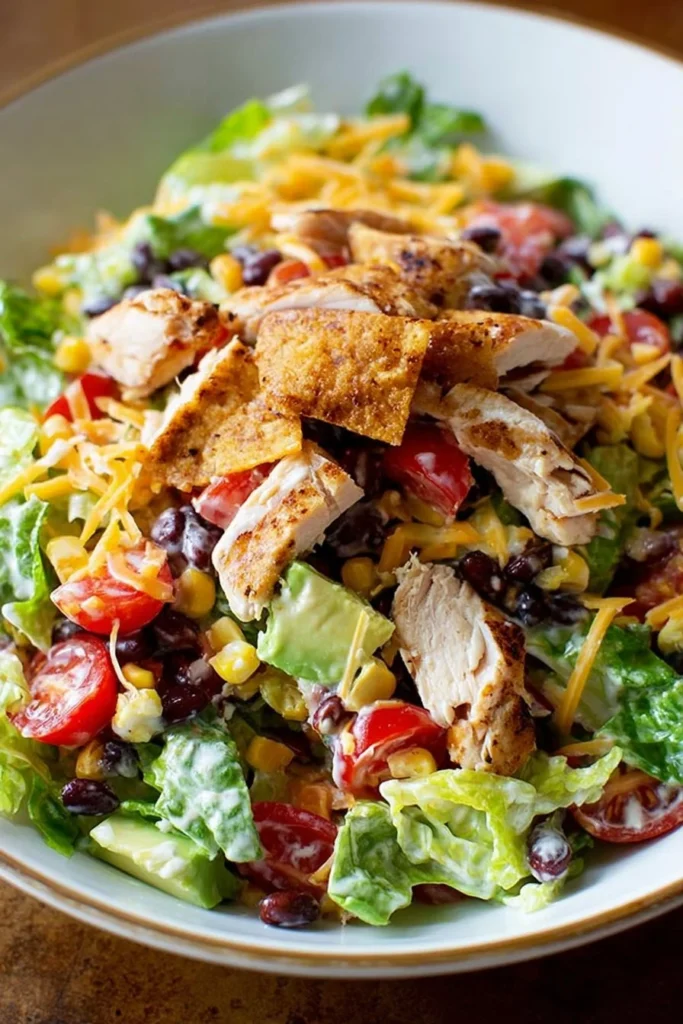 Southwestern chopped chicken salad with vibrant vegetables and grilled chicken.