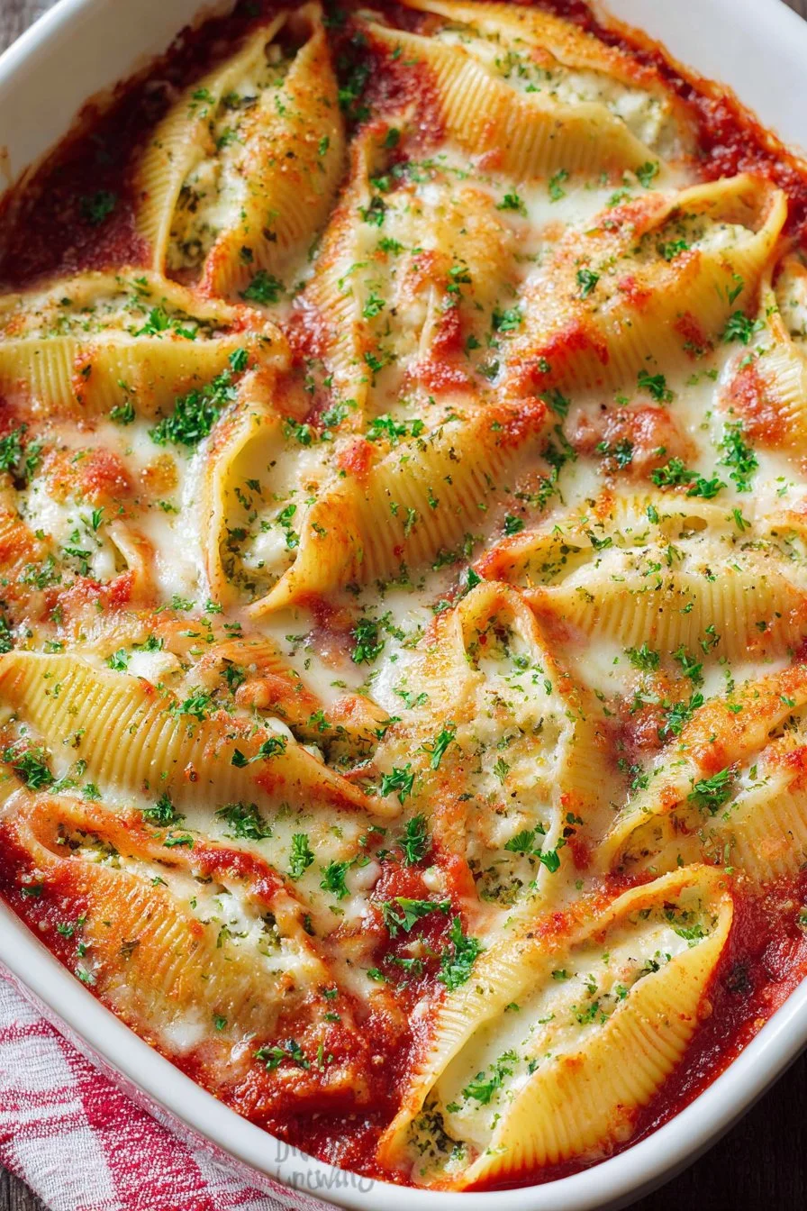 Delicious stuffed shells filled with cheese and tomato sauce on a plate