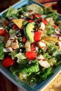 Colorful Tex-Mex Chopped Chicken Salad with fresh vegetables and grilled chicken