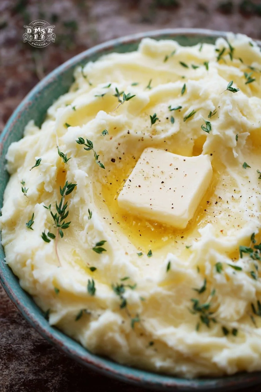 Delicious homemade mashed potatoes served on a plate