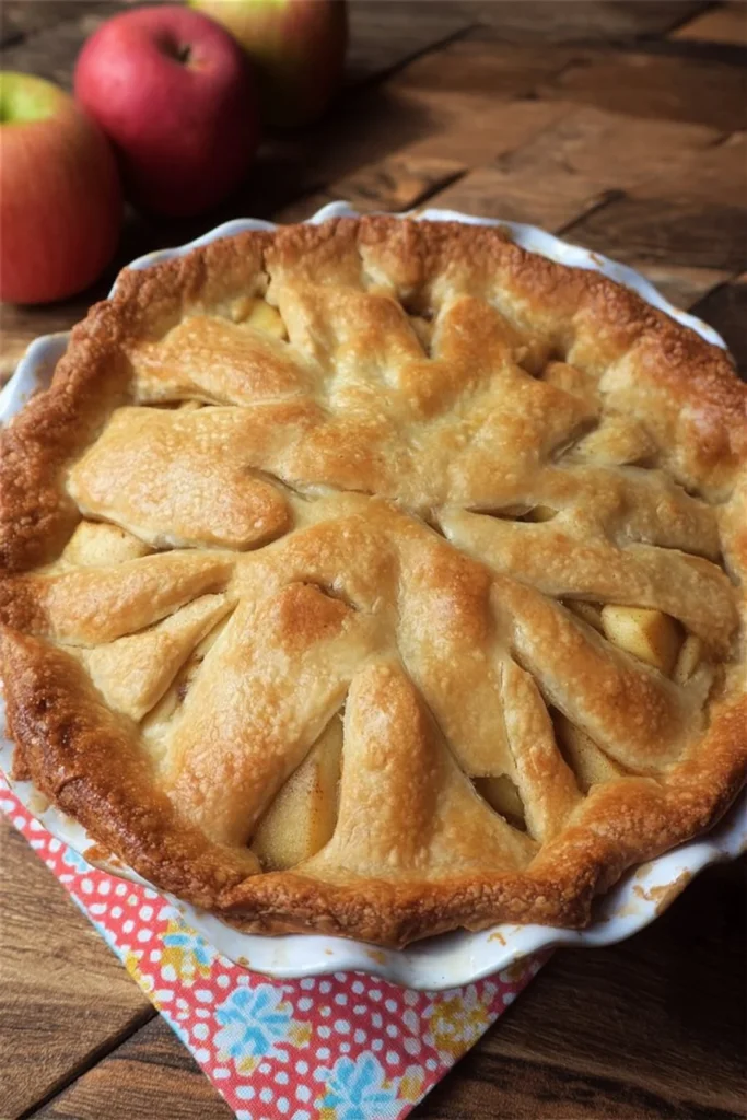 Delicious homemade apple pie with a golden crust and spiced apple filling
