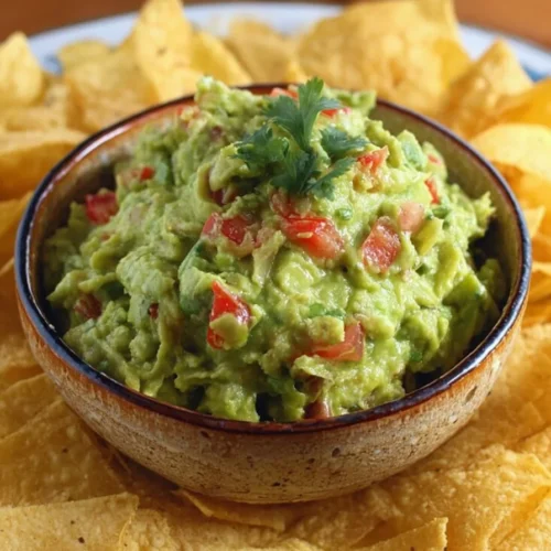 Bowl of easy Texas guacamole made with fresh avocados and spices