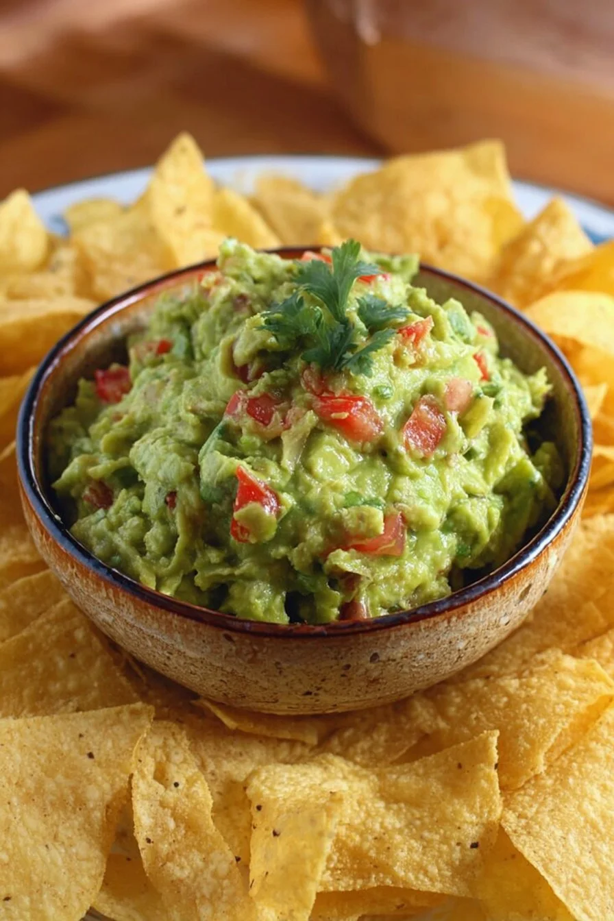 Bowl of easy Texas guacamole made with fresh avocados and spices