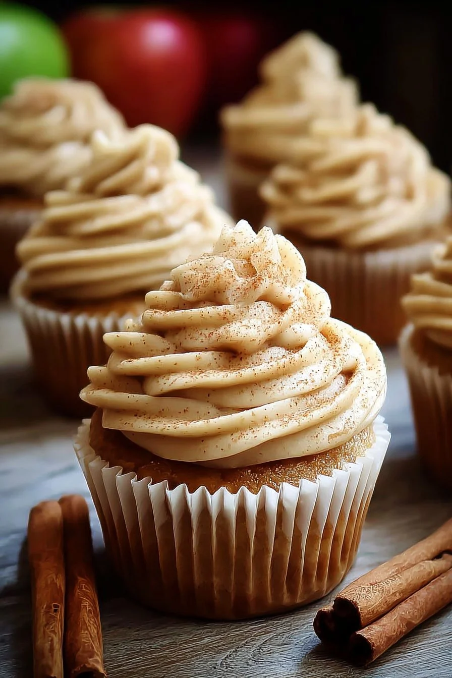 Irresistible apple pie cupcakes with cinnamon buttercream frosting