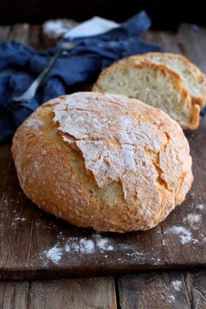 Baked rustic Italian bread with a golden crust and a soft interior