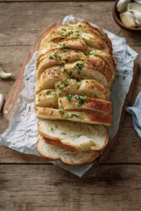 Sourdough Discard Garlic Pull Bread freshly baked and served warm