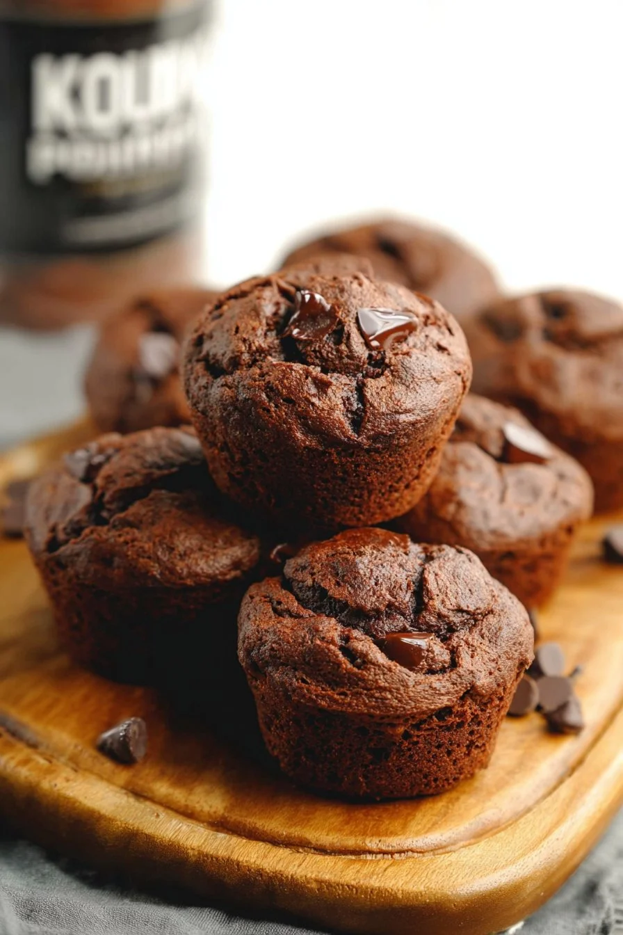 Dark Chocolate Kodiak Protein Muffins rich in protein and flavor