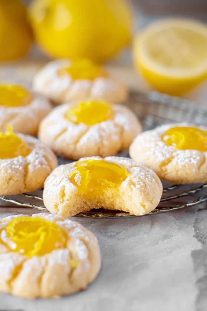 Lemon Curd Thumbprint Cookies with a tangy lemon filling