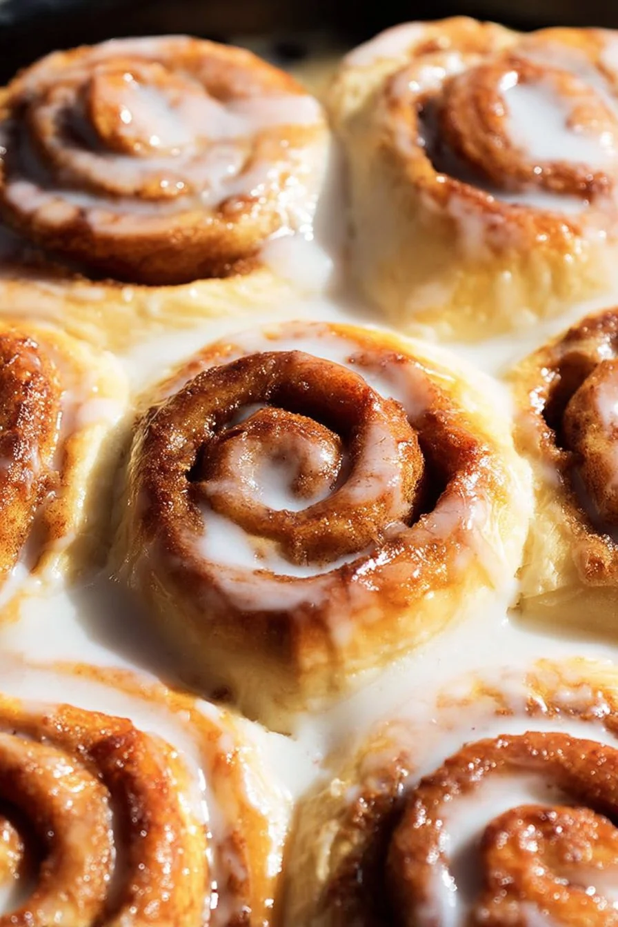 Freshly baked light and fluffy homemade buttermilk cinnamon rolls.
