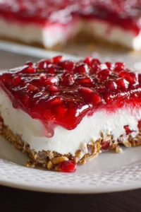 Delicious Pomegranate Pretzel Salad with colorful toppings served in a bowl