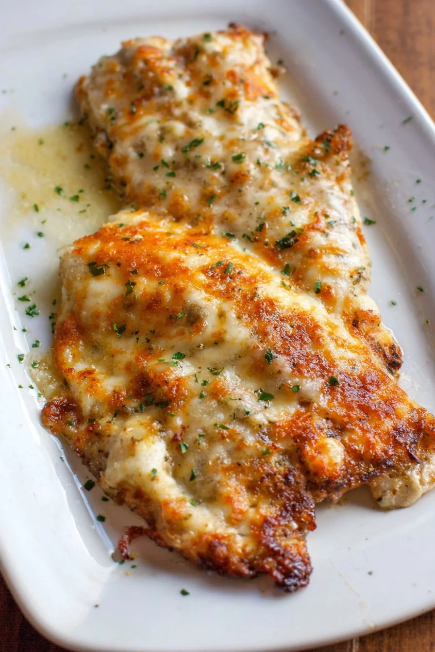 Plate of ranch baked fish garnished with herbs and lemon slices