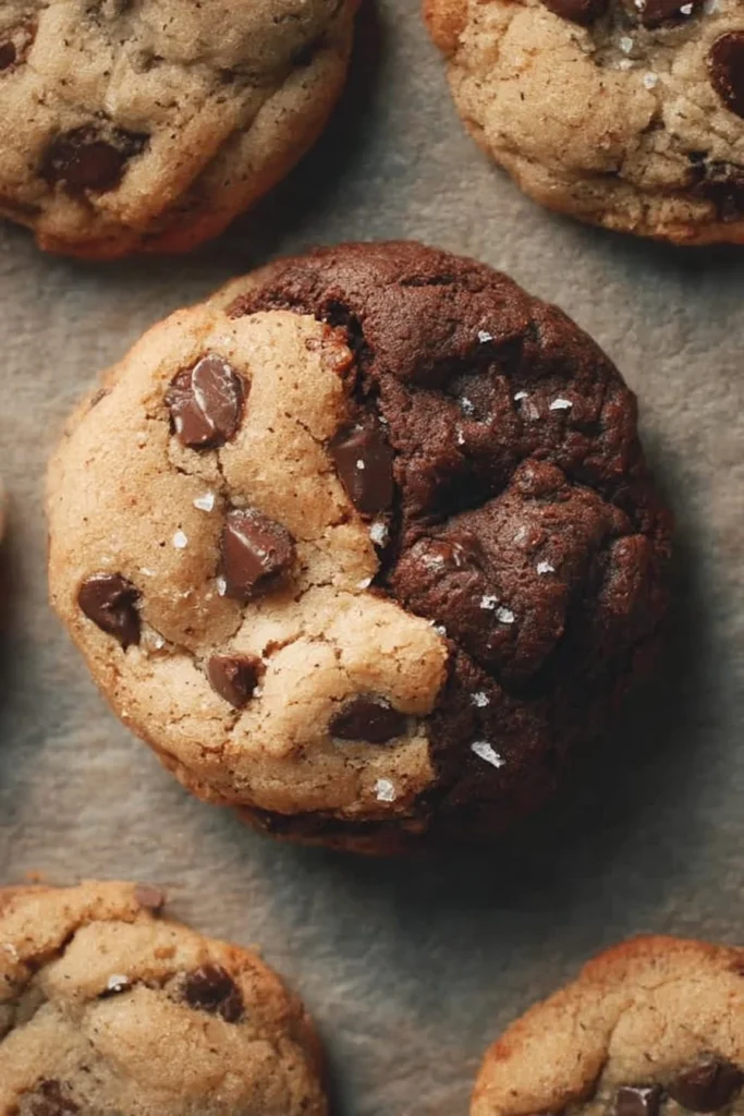 Freshly baked Brookie Cookies combining brownies and cookies