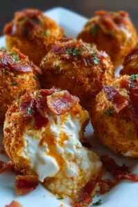 Delicious Buffalo Chicken Bacon Mozzarella Bombs ready to be served