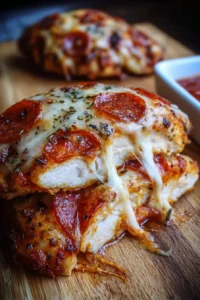 Delicious Chicken and Pepperoni Pizza Melts served hot and cheesy